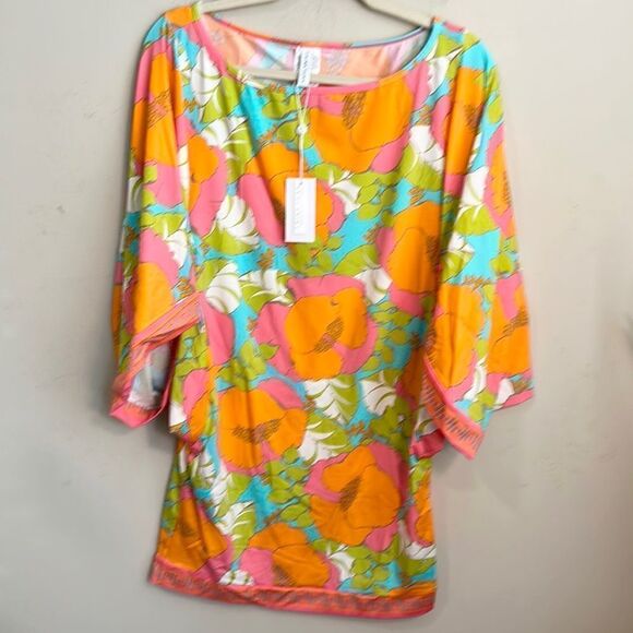 Trina Turk Playa De Flor Tunic Swimsuit Cover-up L - Picture 1 of 8